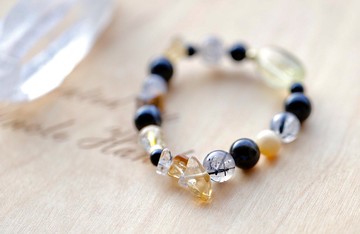 ||玄黃|| 脈輪能量手鍊。黑曜石/黃水晶/黑髮晶/虎眼石/金絲玉