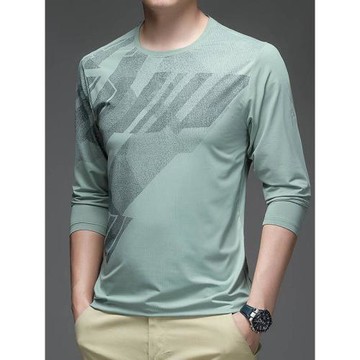 白色冰絲長袖t恤男士2025新款夏季空調衫戶外運動速干衣體恤上衣