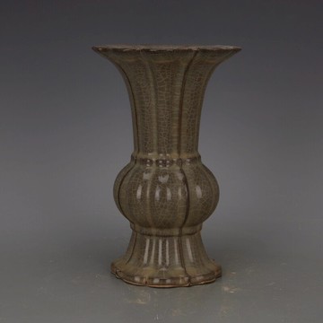 宋 哥窯開片鐵胎荷口花觚 仿古瓷器舊貨出土全手工古玩五大名窯