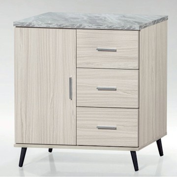 文創集 麥倫丁雙色2.7尺單門三抽低餐櫃-81x40x81cm免組