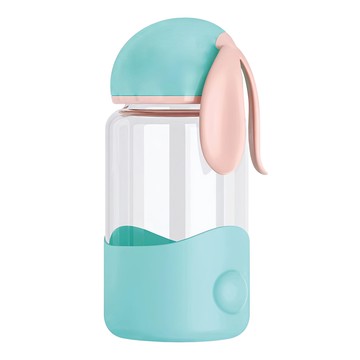 創意兔 綠色 340ml 可愛造型 兒童水瓶 玻璃水壺  1個