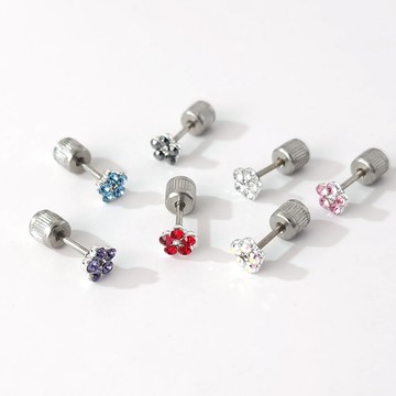 GIUMKA．鎖扣耳環｜小花．施華洛世奇元素．單支．MF22018