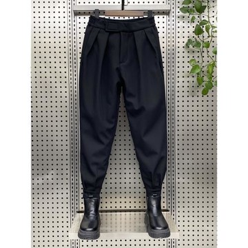 春秋新款魔術貼束腳褲男潮流搭馬丁靴小腳休閑西褲百搭寬松哈倫褲