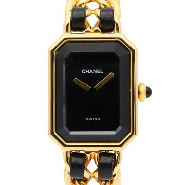 CHANEL 香奈兒 黑色錶盤 鍍金 皮革錶帶 Premiere S 石英腕錶 H0001 【二手名牌BRAND OFF】
