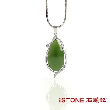 石頭記 純銀碧玉項鍊-玉露凝翠