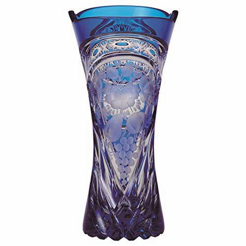 安心の関税送料込み エルベクリスタル(Elbe Crystal) 花瓶「ヴィオラ」（ブルー）20cm 通販 