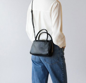 柔軟植鞣皮革 2way 手提迷你方包 手提斜背包 上品氣質真皮包