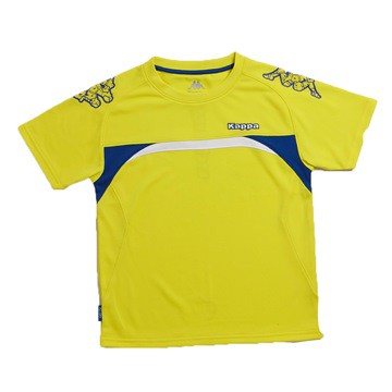 KAPPA義大利小朋友吸濕排汗速乾彩色圓領衫~清黃