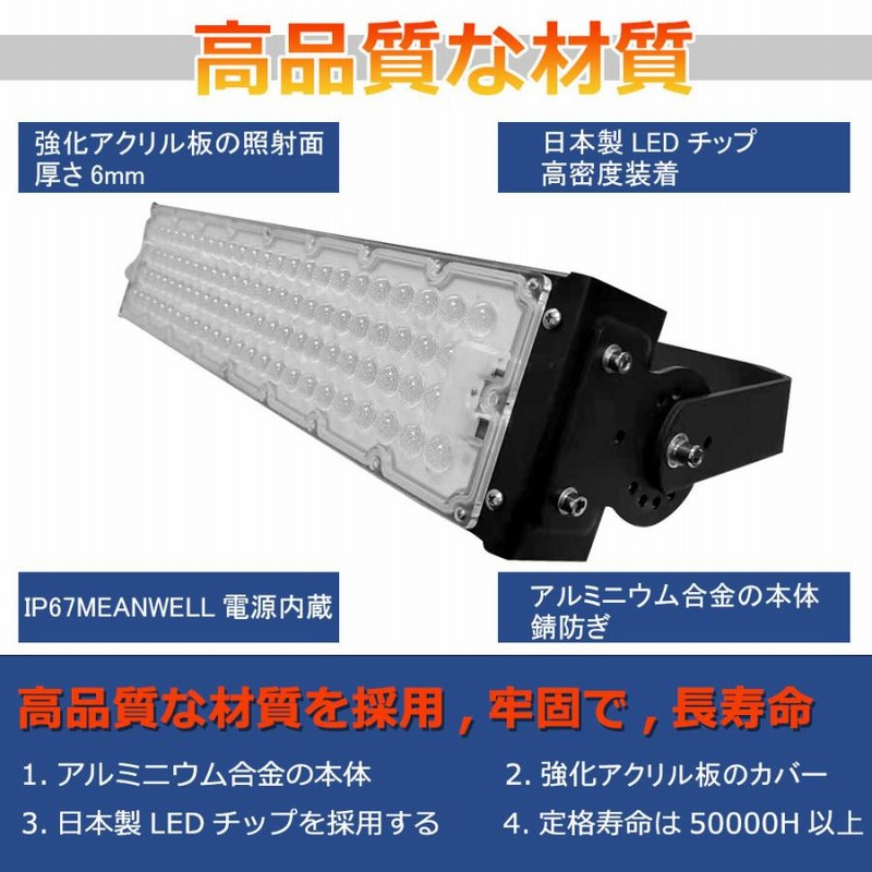 led投光器 50W 投光器 led 屋外 防水 800W相当 8000LM led照明器具 360 