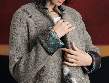 藏式復古 義大利進口Baby雙面馬海毛 新中式加絨外套