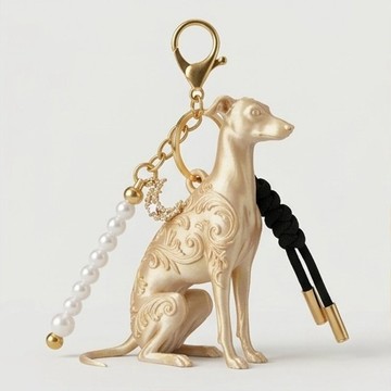 犬 (義大利的哈 উল্লেখিত) 鑰匙圈 迷你模型 絲綢金
