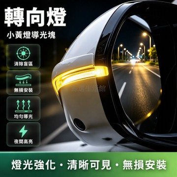 台灣出貨 汽車後視鏡小藍燈 磨砂表面導光塊 主駕駛輔助燈光 左右側安裝 2件裝 行車安全警示燈