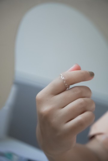 SV925 基礎 方形粗鍊-小 鍊戒 迴紋針鍊