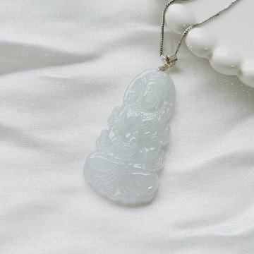 冰膠 度母觀音吊墜 | 天然緬甸玉A貨翡翠