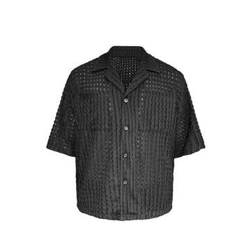 (免運)JCAESAR SPRIDER WEB 蛛網短袖襯衫黑色 褸空網格肌理 短寬版型