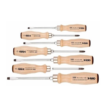 【FELO】經典木柄貫通起子-5支組