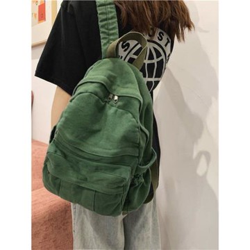 小眾雙肩包女復古簡約休閑大學生書包女韓版森系通勤中號帆布背包