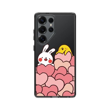 Galaxy S25 Ultra Clear 酷墨灰 - 懶散兔與啾先生 Lazy Rabbit and Mr.Chu - Hearts
