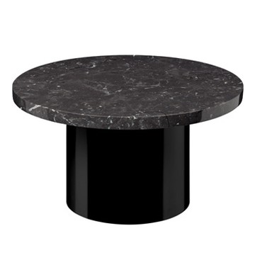 Enoki 蕈菇大理石邊桌（70cm、黑桌黑腳）