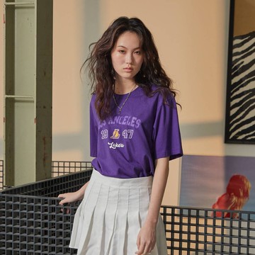 NBA 基本版 隊伍字 印花 短袖上衣 湖人隊