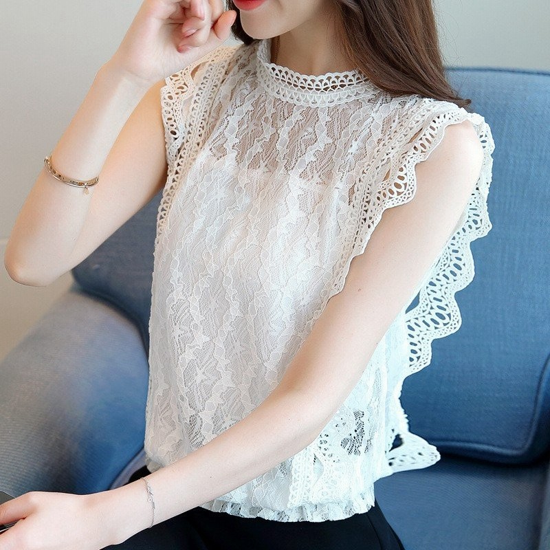 ノースリーブブラウス レースブラウス 総レース クルーネック プルオーバー レディース トップス フリル 女子力アップ ガーリー おしゃれ 上品 可愛 通販 Lineポイント最大0 5 Get Lineショッピング