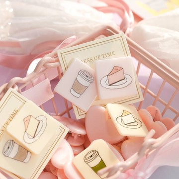 日本AMO下午茶主題可愛咖啡蛋糕高質感仙女耳釘耳夾1入