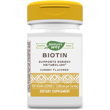 Nature's Way Biotin Cherry 1000 mcg - 100 Vegan Lozenges