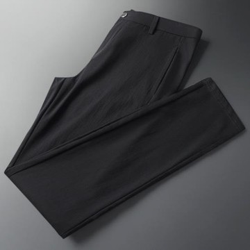 撿漏大碼-春夏大碼胖子男士休閑褲修身彈性舒適西褲長褲子黑色061