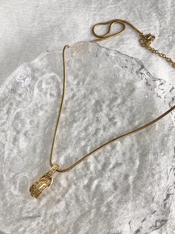 【日本直送 名牌中古包】Christian Dior 克裡斯汀‧迪奧 項鍊 金色 萊茵石 vintage 古董 i8w5tf