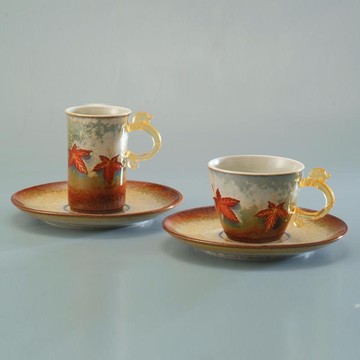 【存仁堂】琉璃耳對杯｜楓葉對杯