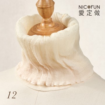NicoFun 愛定做 木質系33 米杏白色(silk四季 素色 圍脖 領巾 髮帶)柳葉絲 百搭圍巾 100%桑蠶絲