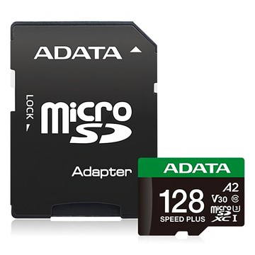 ADATA 威剛 Speed Plus microSDXC UHS-I U3 A2 V30 記憶卡 附轉卡  1個  128GB