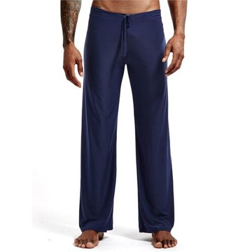 男士絲滑寬松家居褲睡褲飄逸簡約瑜伽褲系繩薄款柔軟輕盈冰絲長褲