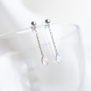 月光石925純銀水滴寶石topaz果實耳環