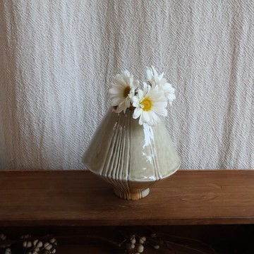 天青幾何 柴燒陶花瓶