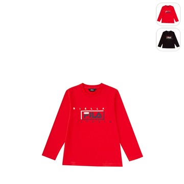 【FILA】KIDS 孩童款 長袖圓領上衣-紅色 1TEX-8900-RD