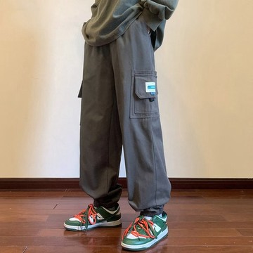 褲子男潮牌工裝褲寬鬆束腳美式高街ins潮休閒長褲 工作褲 九分褲 韓版男百搭長褲 休閒褲 束腳褲 長褲男（ZWK32）