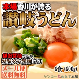 鎌田醤油特製ダシ醤油6袋付き!!讃岐うどん６食分600g（300g×2袋） 送料無料 代引き,同梱不可商品 メール便