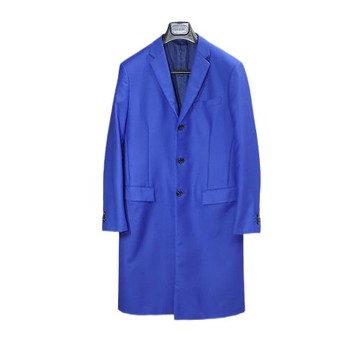 Jil Sander RafSimons13SS巔峰期寶藍色簡約廓形羊毛毛呢大衣IT46