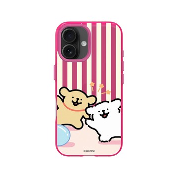 iPhone 16 Clear 粉漾桃 - Maltese線條小狗 - 跟線條小狗一起玩吧