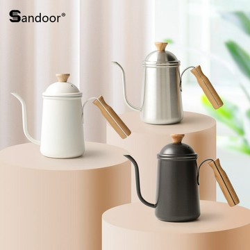 日式咖啡手沖壺304不銹鋼木柄長嘴壺600ML細口壺專業手沖咖啡器具