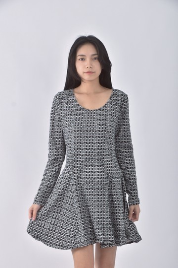 (L) lativ棉質圖紋黑色洋裝
