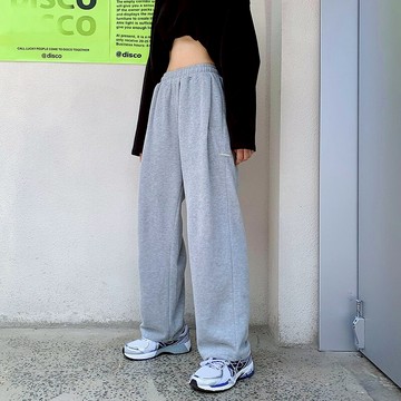 灰色運動褲女寬松束腳年春秋季薄款超火ins潮休閑運動闊腿褲