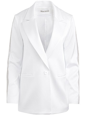 alice + olivia - Denny crystal-embellishment blazer - women - Polyester/Triacetate - 8 - WHITE