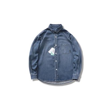 DRIVESTRAIGHT 生活系列：天絲竹節紋百搭休閑寬洗水牛仔襯衫外套