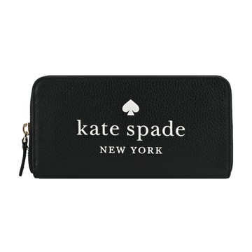 Kate Spade荔枝紋壓印LOGO拉鍊長夾-黑 _廠商直送