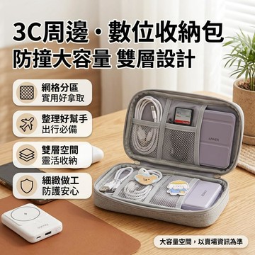 【台灣有貨】行動電源收納包 耳機收納包 防撞包 充電線收納包 大容量收納包 周邊 充電器 充電線 雙層收納包