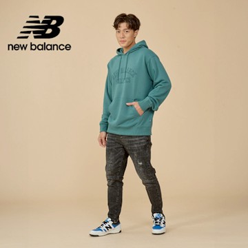 【New Balance】刷毛連帽長袖上衣_男性_綠色_MT43509NUS