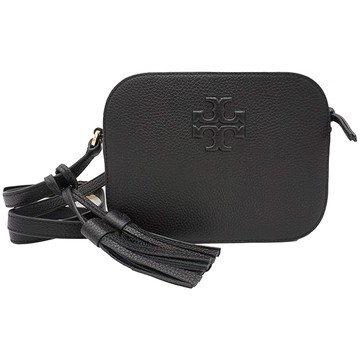 TORY BURCH - 素面皮革流蘇相機包 (黑)