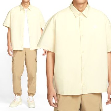 Nike As Club Ss Btn Shirt Os 男款 黃色 上衣 襯衫 運動 休閒 短袖 HJ2027-234